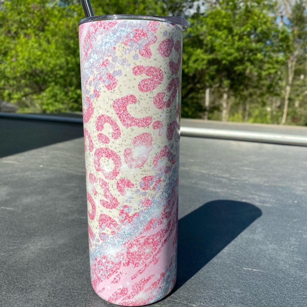 20oz pink cheetah tumbler